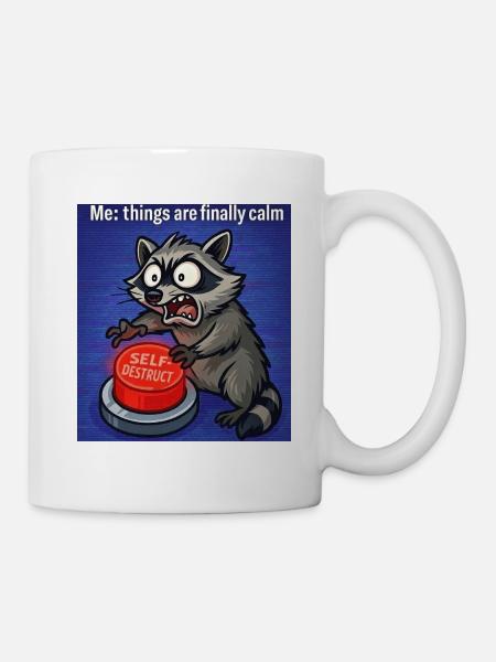Raccoon Self-Destruct Meme - Mug - white