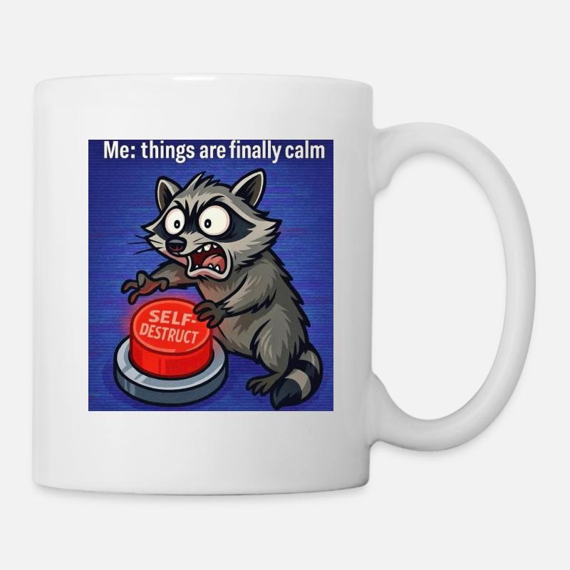 Raccoon Self-Destruct Meme - Mug - white