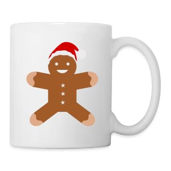 Bonhomme en pain d’épices avec le chapeau de Père Noël - Mug blanc - blanc - Droite