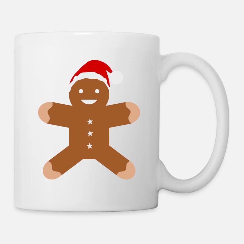 Lebkuchenmann mit Santa-Hut - Tasse - Weiß