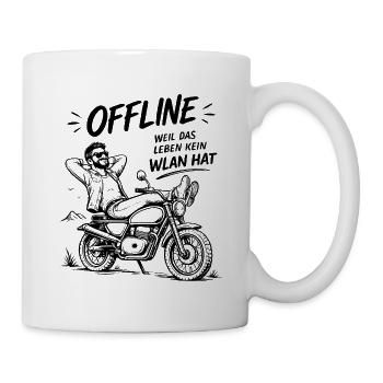 Offlineleben Motorrad Ohne WLAN - Tasse - Weiß - Rechts