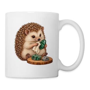 Igel poliert einen Steinanhänger - Tasse - Weiß - Rechts