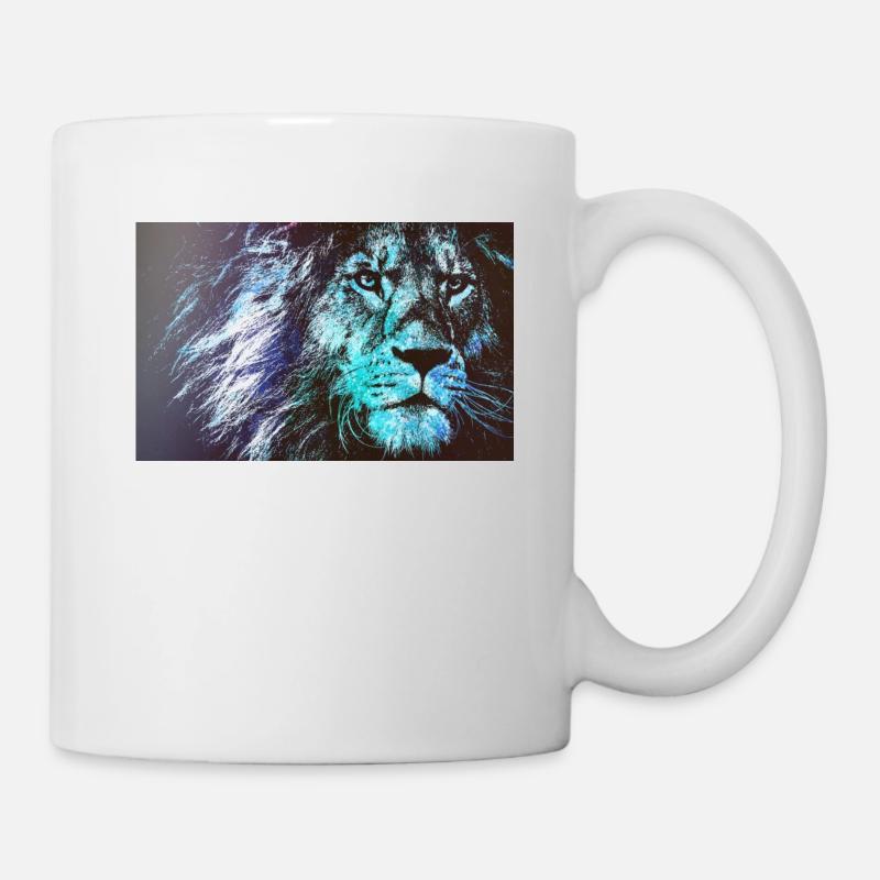 Löwe blau - Tasse - Weiß