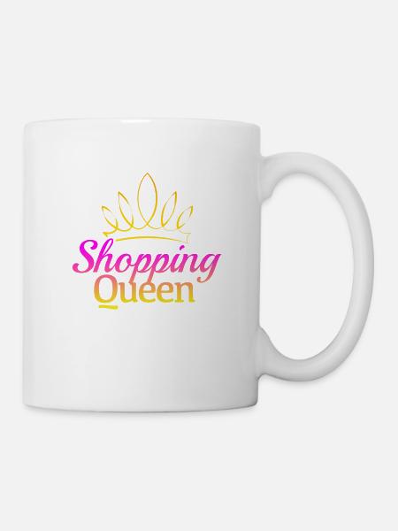 Shopping Queen with Crown, Idea, Gift, Cool, - Mug - white
