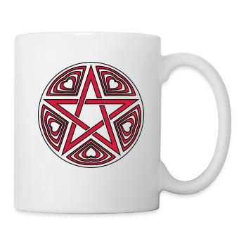 Pentagramm Herz Muster Vektor gut Farbe wählbar - Tasse - Weiß - Rechts