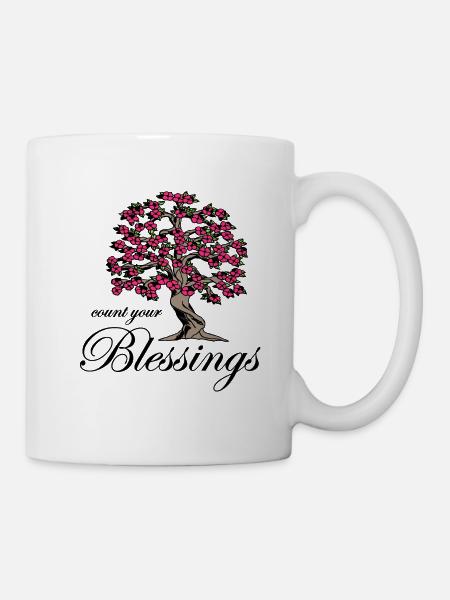 Sany O. Jesus T Shirt Blessings Segen Lebensbaum - Tasse - Weiß