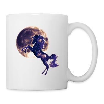Einhorn, Vollmond , Mond, Magie, Pferd, unicorn, - Tasse - Weiß - Rechts