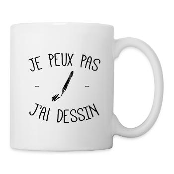 Je peux pas j'ai dessin - Mug blanc - blanc - Droite