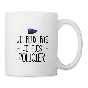 Je peux pas je suis policier - Mug blanc - blanc - Droite