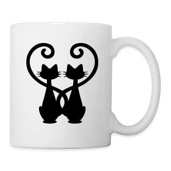 Katzenpaar - Verliebte Katzen - Cats in love - Tasse - Weiß - Rechts