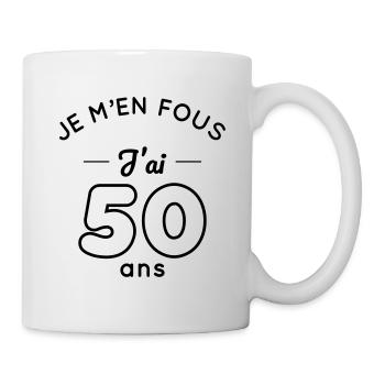 Anniversaire 50 ans - Je m'en fous j'ai 50 ans - Mug blanc - blanc - Droite