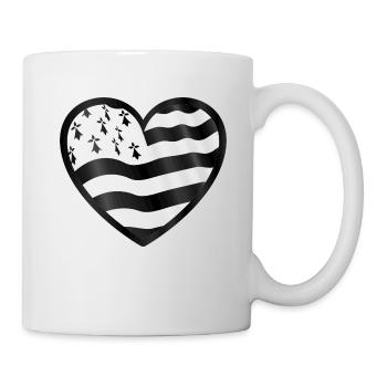 Tshirt bzh Breton flag in a heart, - Mug - white - Right