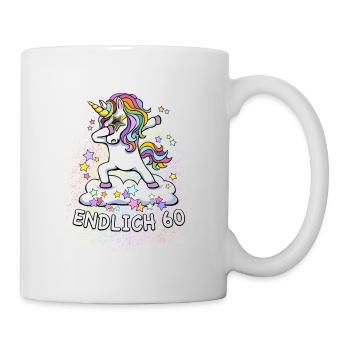 60. Geburtstag / Einhorn - Tasse - Weiß - Rechts