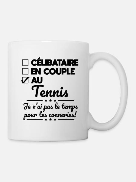 Au tennis - Pas le temps pour tes conneries - Mug blanc - blanc