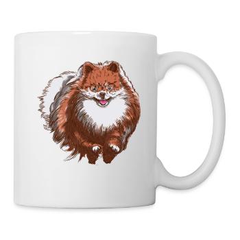 Süßer Spitz rennt auf dich zu - Spitz Hund Design - Tasse - Weiß - Rechts