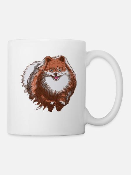 Cute Spitz court vers vous - Spitz Dog Design - Mug blanc - blanc