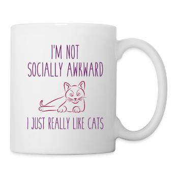 Ich bin nicht sozial unbeholfen, ich mag Katzen wirklich - Tasse - Weiß - Rechts