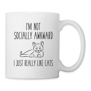 Ich bin nicht sozial unbeholfen, ich mag Katzen wirklich - Tasse - Weiß - Rechts