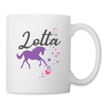 Lotta Mädchen Name Vorname Einhorn - Tasse - Weiß - Rechts