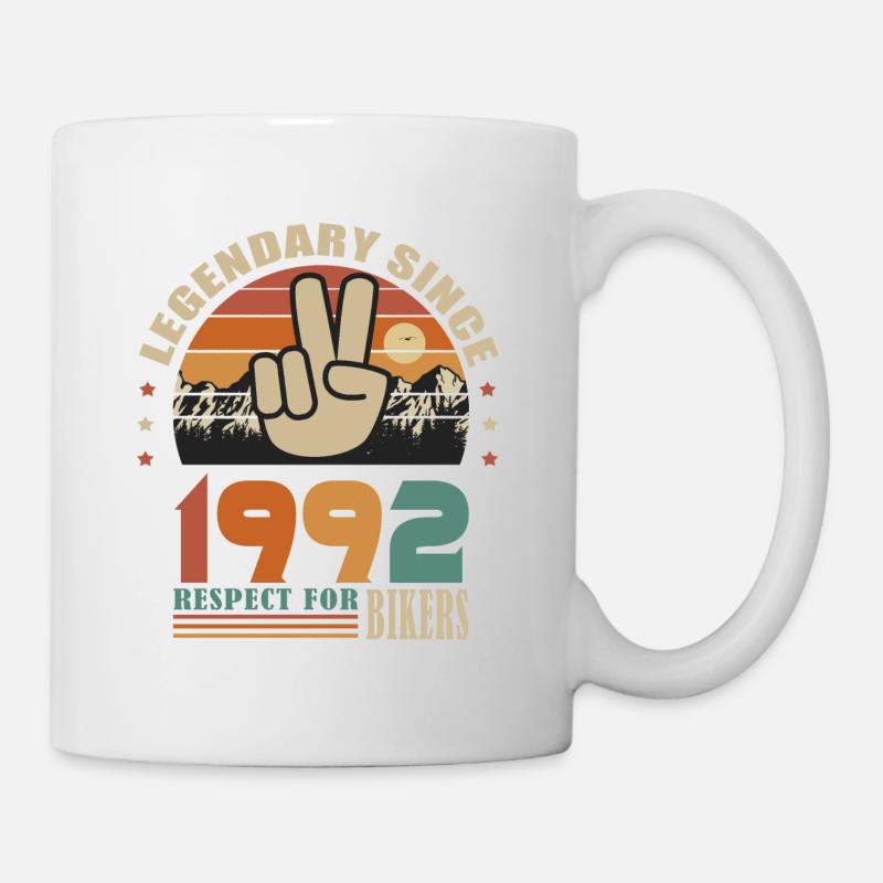 moto anniversaire né en 1992 motard 30 ans - Mug blanc - blanc
