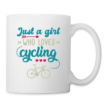 Mädchen, das das Radfahren liebt Geschenk Frau und Fahrrad - Tasse - Weiß - Rechts