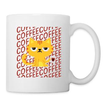 Coffein Kaffee Katze Morgenmuffel Spruch Tasse - Tasse - Weiß - Rechts