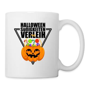 Halloween Süßigkeiten Verleih Partyshirt - Tasse - Weiß - Rechts