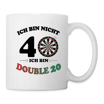 Dart Spieler 40. Geburtstag Double 20 Geschenk - Tasse - Weiß - Rechts
