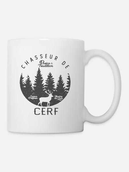 chasse chasseur de cerf cadeau cool papa papy - Mug blanc - blanc