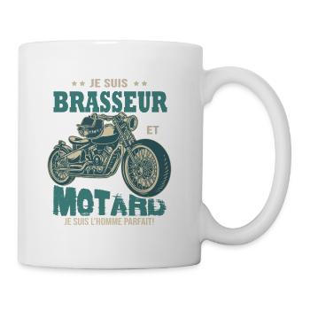 motard parfait brasseur parfait bière - Mug blanc - blanc - Droite