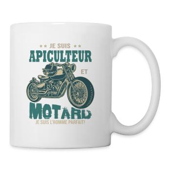 motard parfait apiculteur parfait abeille - Mug blanc - blanc - Droite