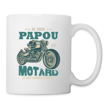 motard parfait papou parfait papa grand-père - Mug blanc - blanc - Droite