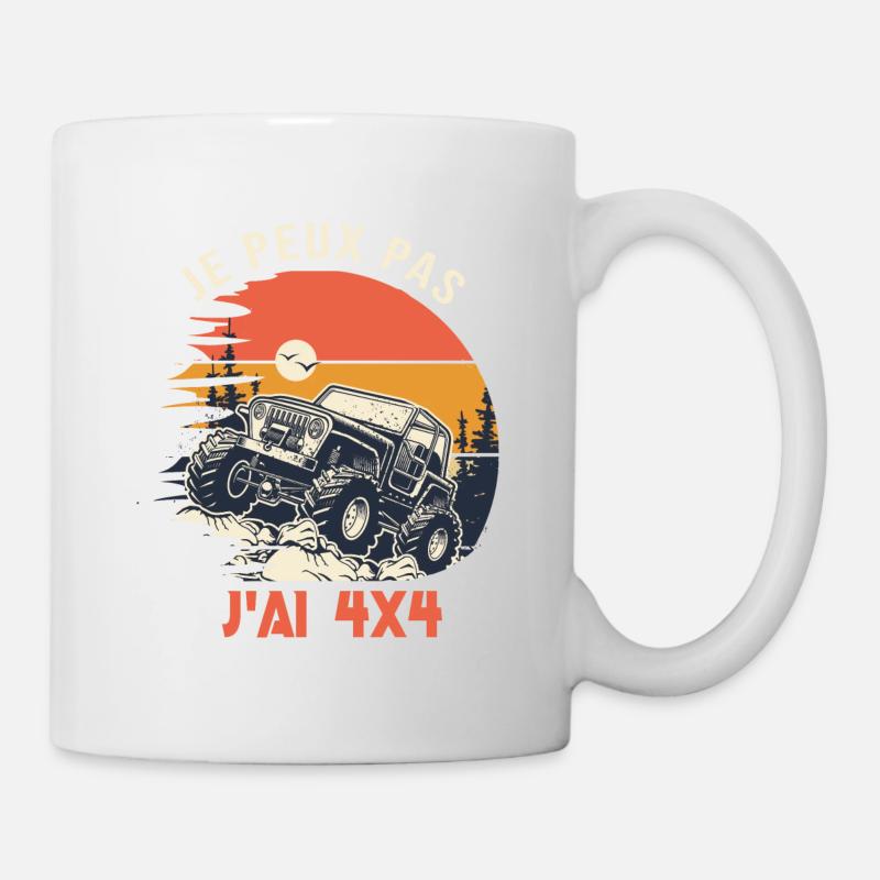 4x4 je peux pas j ai 4X4 humour 4X4 - Mug blanc - blanc