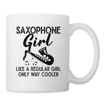 Saxophone Girl Saxophonist Orchestra Musician - Mug - white - Right