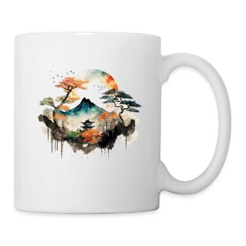 Asiatischer Berg - Tasse - Weiß - Rechts
