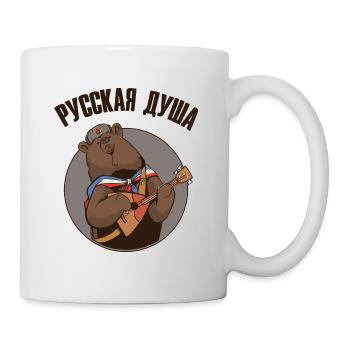 Russian bear with balalaika Russian flag - Mug - white - Right