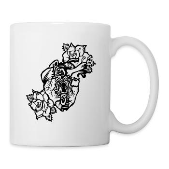 Heart lock roses - Mug blanc - blanc - Droite