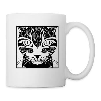 Chat tribal naïf - Mug blanc - blanc - Droite