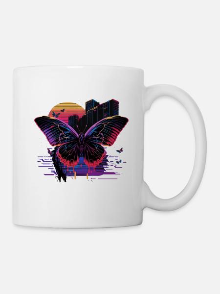 Retro Vibe Schmetterling - Tasse - Weiß