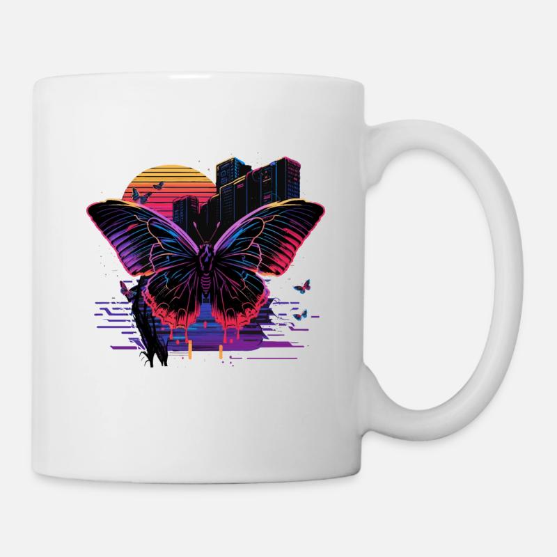 Retro Vibe Schmetterling - Tasse - Weiß