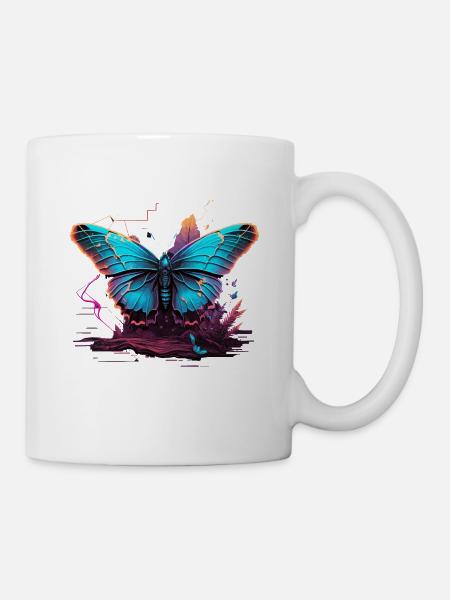 Heller Vaporwave Schmetterling - Tasse - Weiß