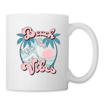 Beach Vibes Sommer Urlaub Palmen Wellen Retro - Tasse - Weiß - Rechts