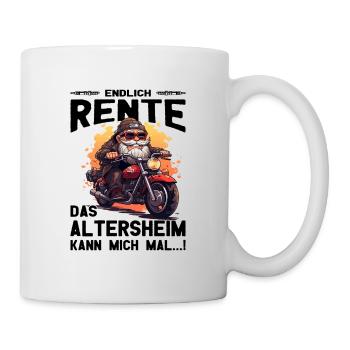 Endlich Rente Biker Opa - Motorradfahrer - Biker - Tasse - Weiß - Rechts