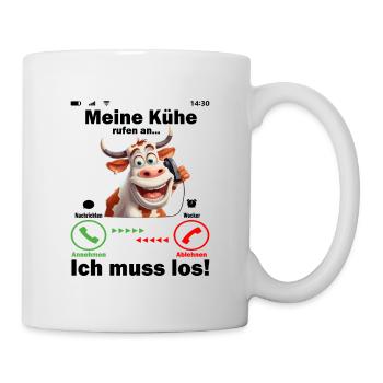 Meine Kühe rufen an - Michlbauer Kuhbauer Landwirt - Tasse - Weiß - Rechts