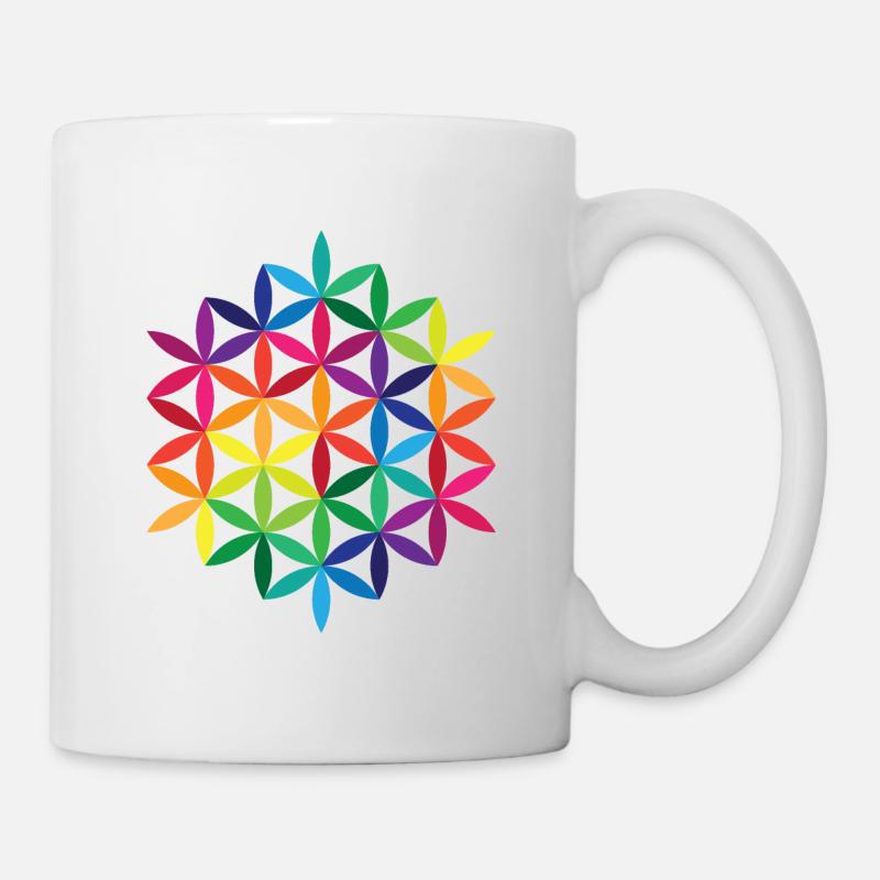 Fleur de vie arc-en-ciel 2 - Mug blanc - blanc