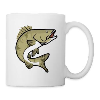 Zander Angeln Fisch Raubfisch - Tasse - Weiß - Rechts