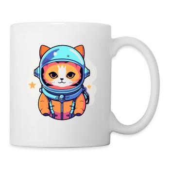 Katze Astronaut Illustration - Tasse - Weiß - Rechts