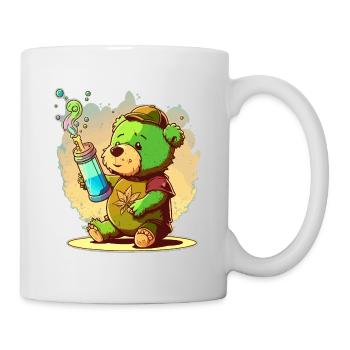 High Bear: A Funny Cartoon Illustration for Cannab - Mug - white - Right