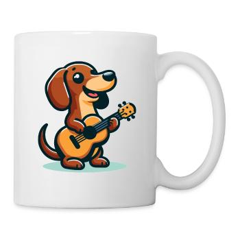 Teckel mignon jouant de la guitare - Mug blanc - blanc - Droite