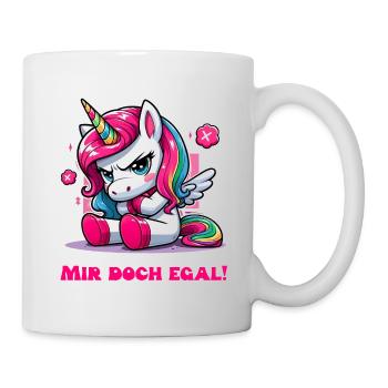 Mir doch egal lustiger Einhorn Spruch - Tasse - Weiß - Rechts